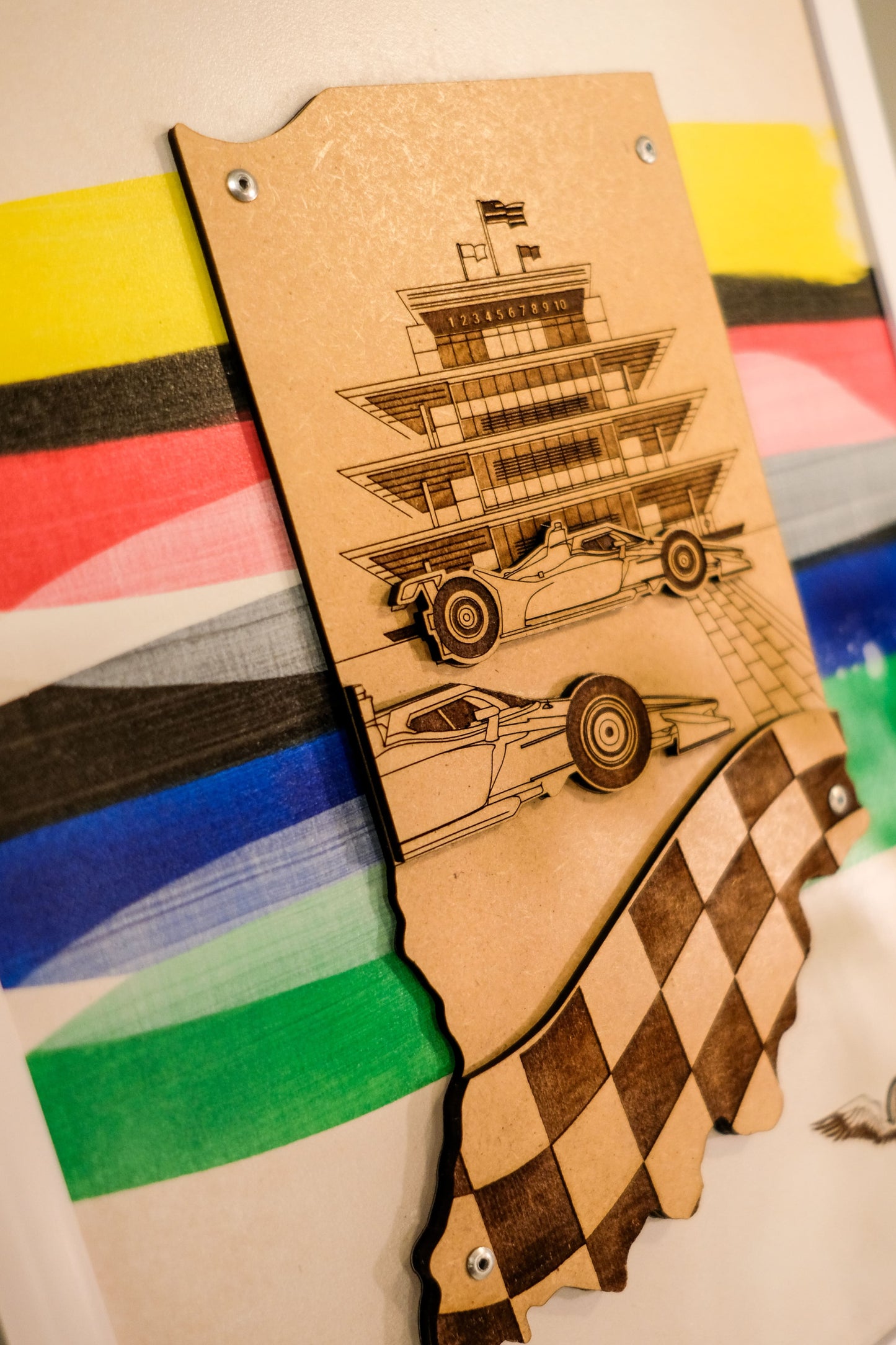 Indy 500 3D wood art – Indianapolis Motor Speedway decor by PayneCraft
