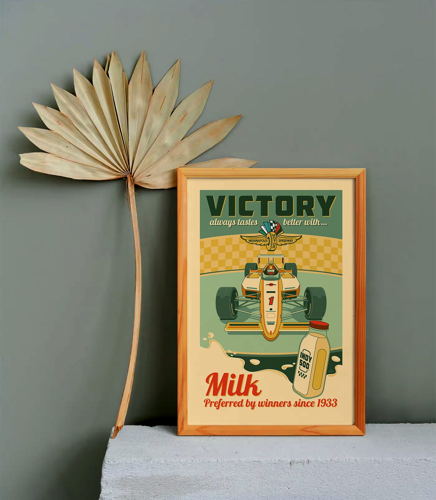 Indianapolis Motor Speedway® "Victory taste better with Milk" Indianapolis 500® Retro Wall Art Print