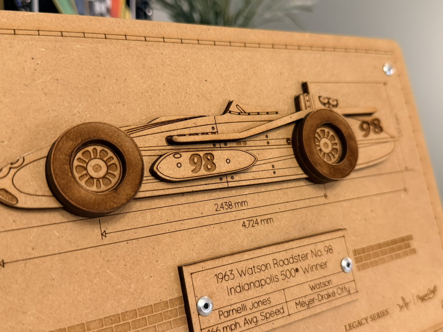 Parnelli Jones & the 1963 Watson Roadster – 3D Wood Art Display - Indy 500®
