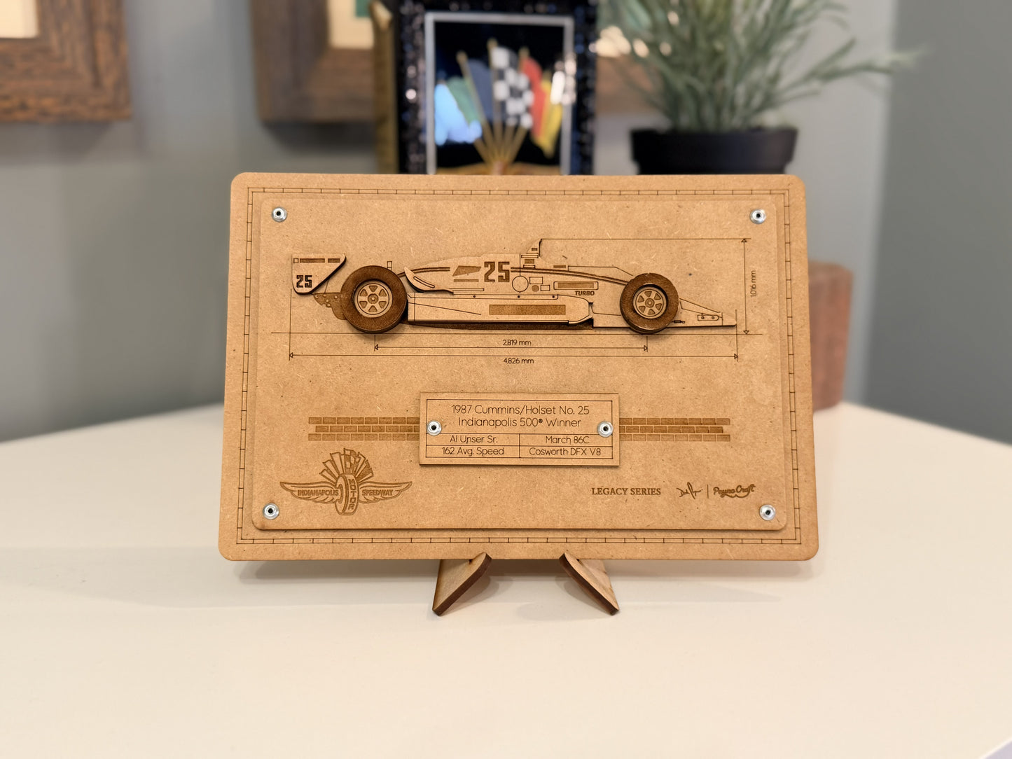 Al Unser Sr. & the 1987 Cummins – 3D Wood Art Display - Indy 500®