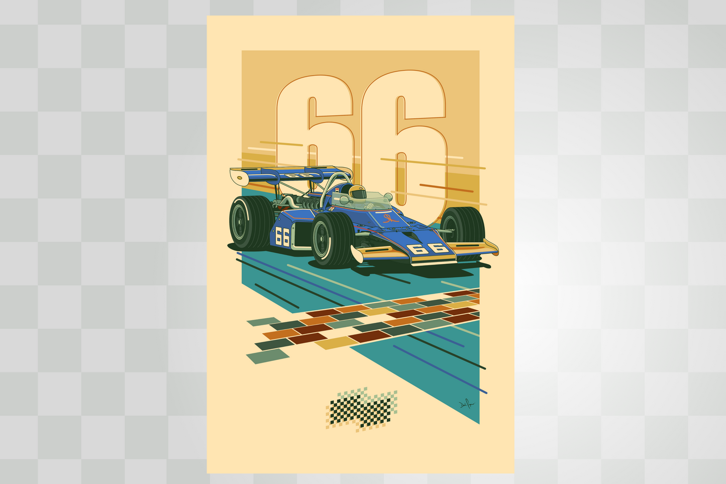 1972 Indy 500® No. 66 Mark Donohue Print – Retro Racing Wall Art by PayneCraft