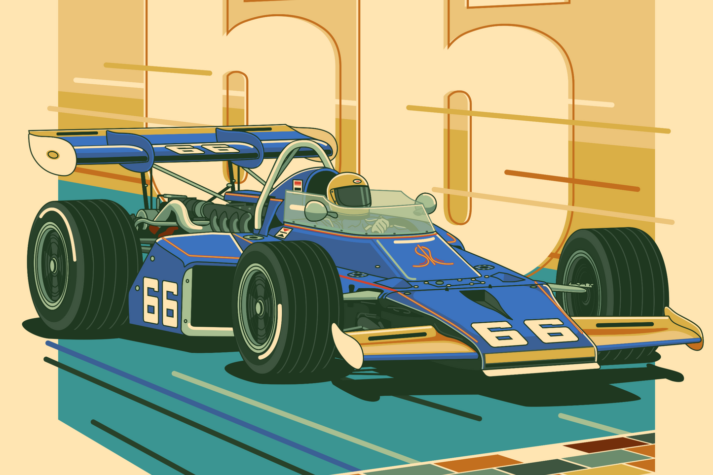1972 Indy 500® No. 66 Mark Donohue Print – Retro Racing Wall Art by PayneCraft