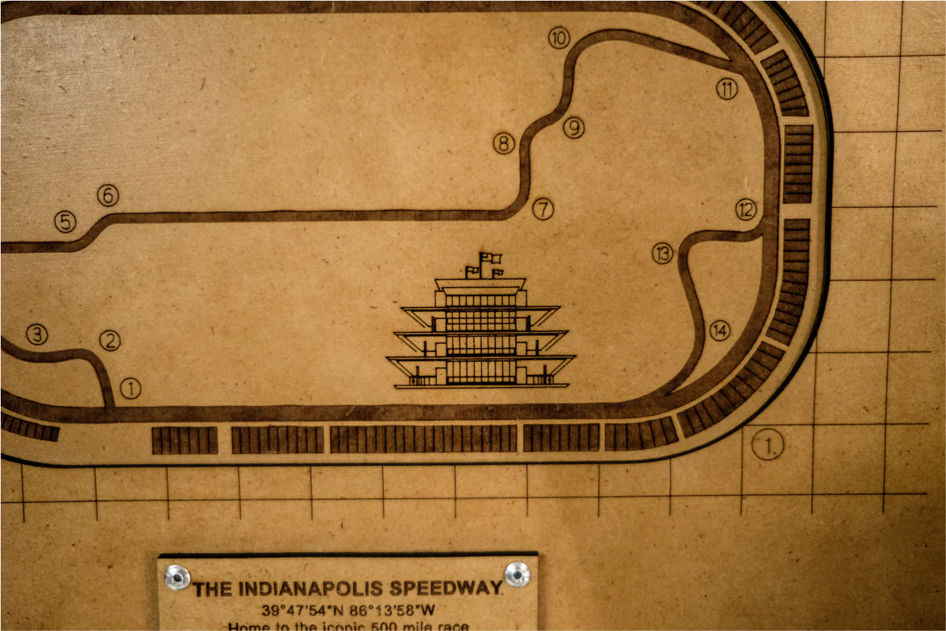 Indianapolis Motor Speedway® - 3D Track Map Woodcraft Art Display
