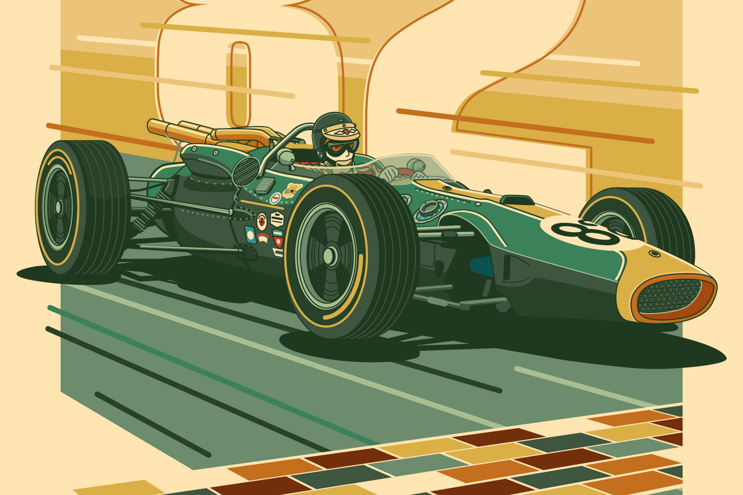 1965 Lotus-Ford Type 38 Indy 500 Print – Jim Clark Retro Racing Wall Art by PayneCraft