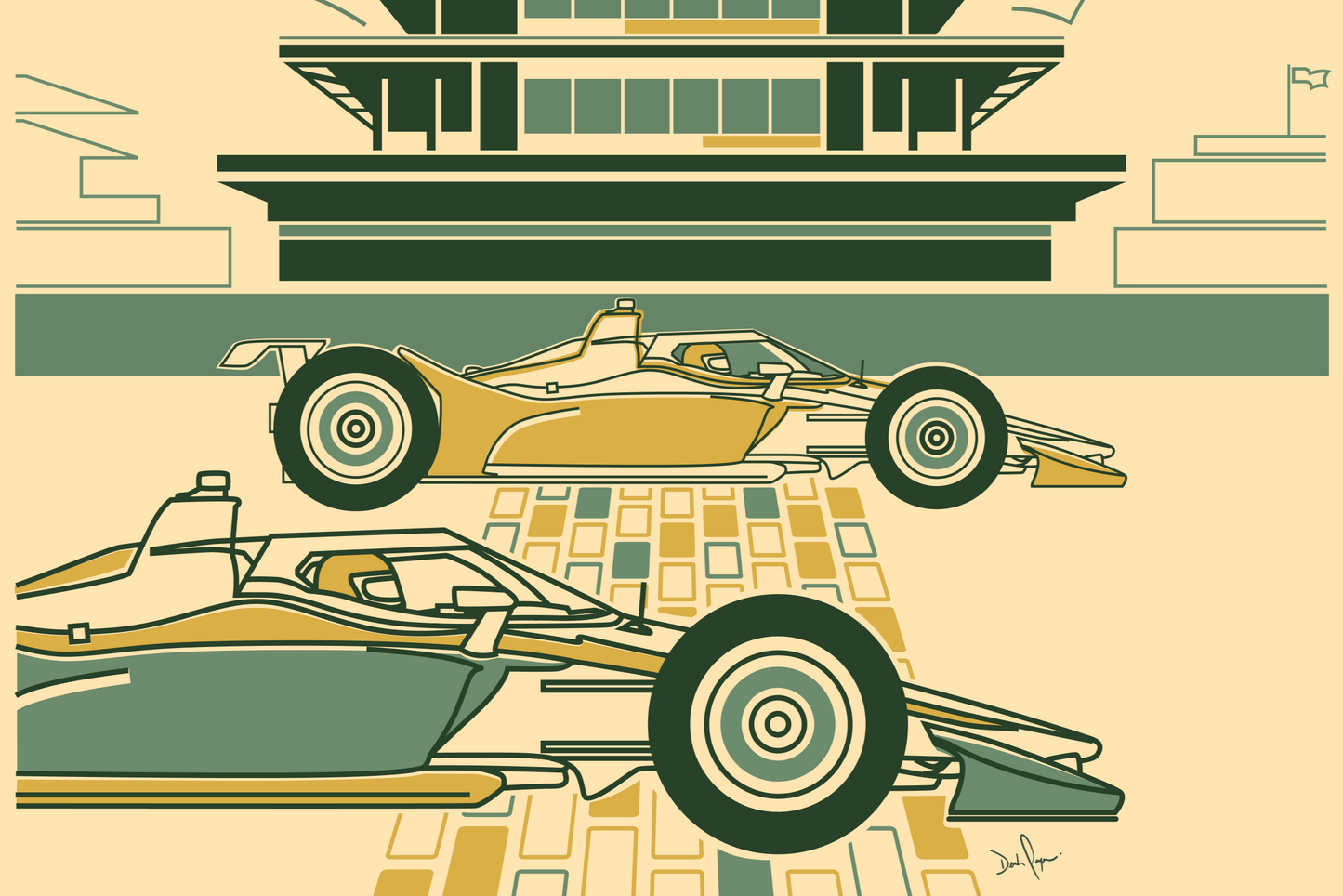 Indy 500® Pagoda Art - Racing Art Print
