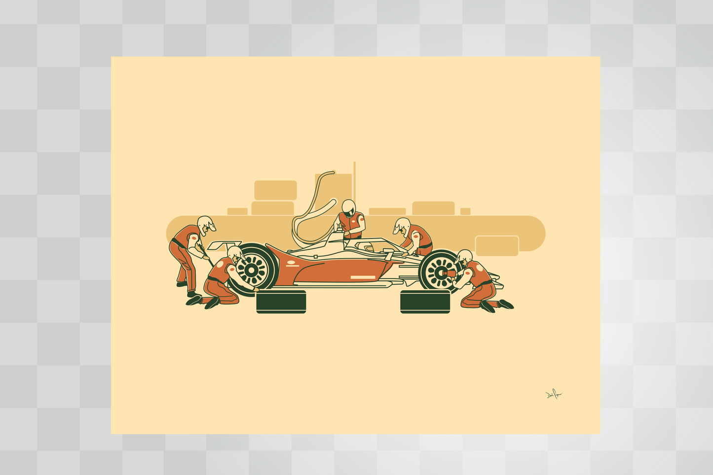IndyCar® Pit Stop Print – Minimal Modern Racing Art by PayneCraft